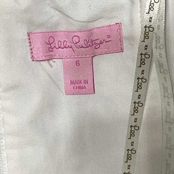 Lilly Pulitzer Ferris Strapless Resort Dress White Grid Eyelet Size 6 - Picture 6 of 7